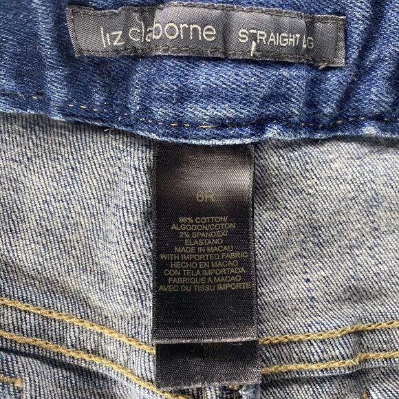 Liz Claiborne Women's 6R Straight Leg Denim Blue Jeans - Picture 5 of 5